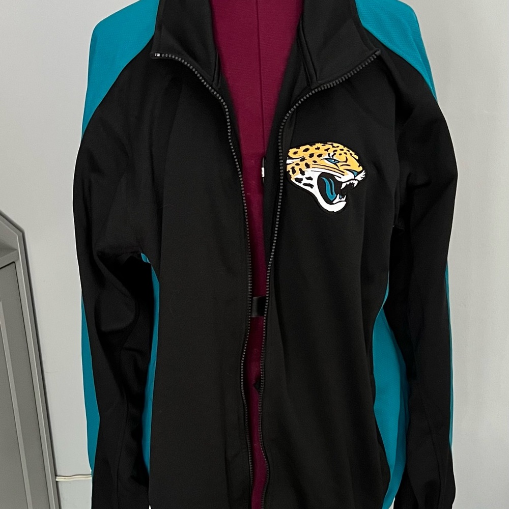 NFL Jacksonville Jaguars Black and Teal Full Zip Jacket. Men’s Large NWOT